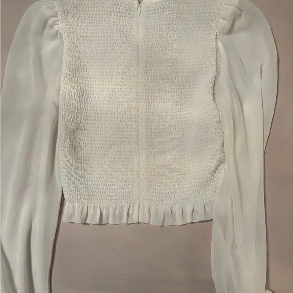 Wilfred Cream Smocked Ruffle-Hem Long Sleeve Blouse - Picture 3 of 3